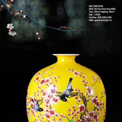 Bình Vẽ Tay Hoa Hoa Điểu